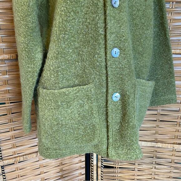 Chico's pea green olive jacket Coat mohair blend made in the USA size 1 Medium - Picture 3 of 8